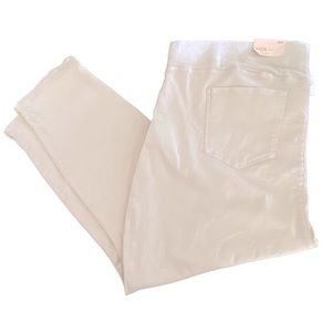 NEW! NYDJ Not Your Daughters Jeans Pull On Skinny Ankle Side Slit Cream 28W